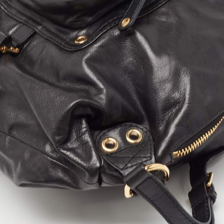 Pre Owned Gucci Black Leather Large Darwin Convertible Backpack