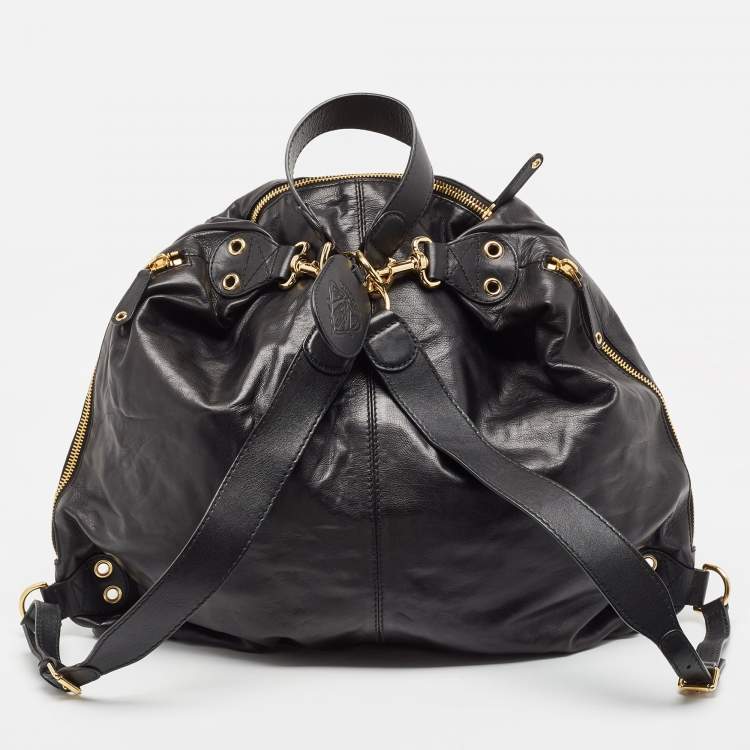 Pre Owned Gucci Black Leather Large Darwin Convertible Backpack