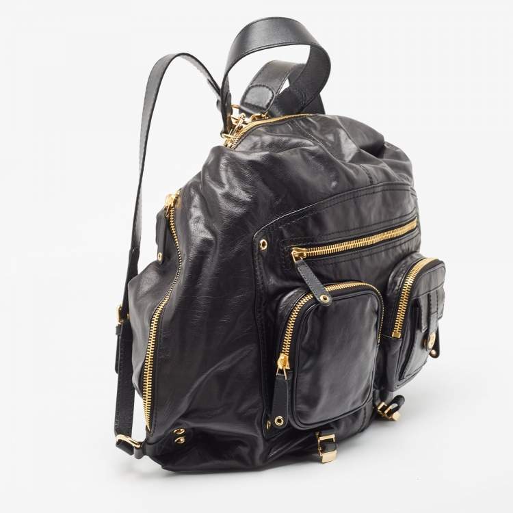 Pre Owned Gucci Black Leather Large Darwin Convertible Backpack