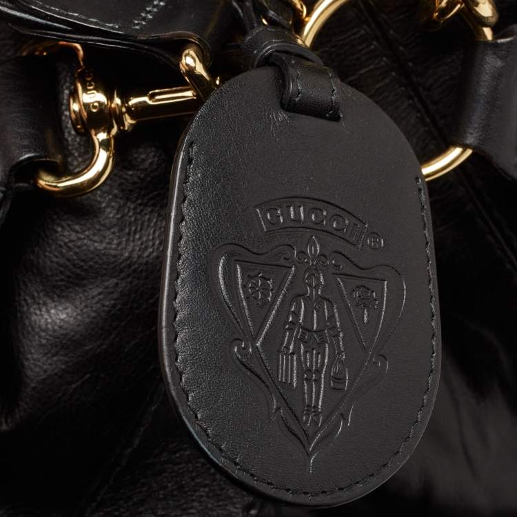 Pre Owned Gucci Black Leather Large Darwin Convertible Backpack