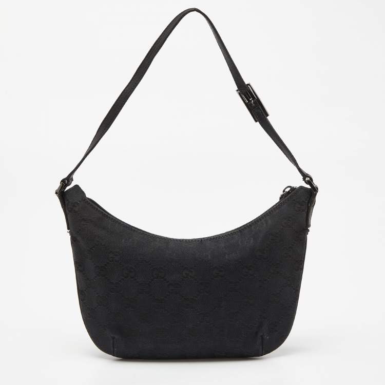 Pre Owned Gucci Black GG Canvas and Leather Pochette