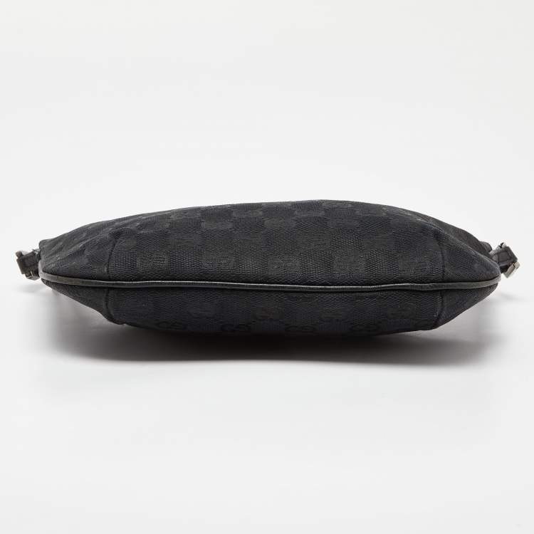 Pre Owned Gucci Black GG Canvas and Leather Pochette