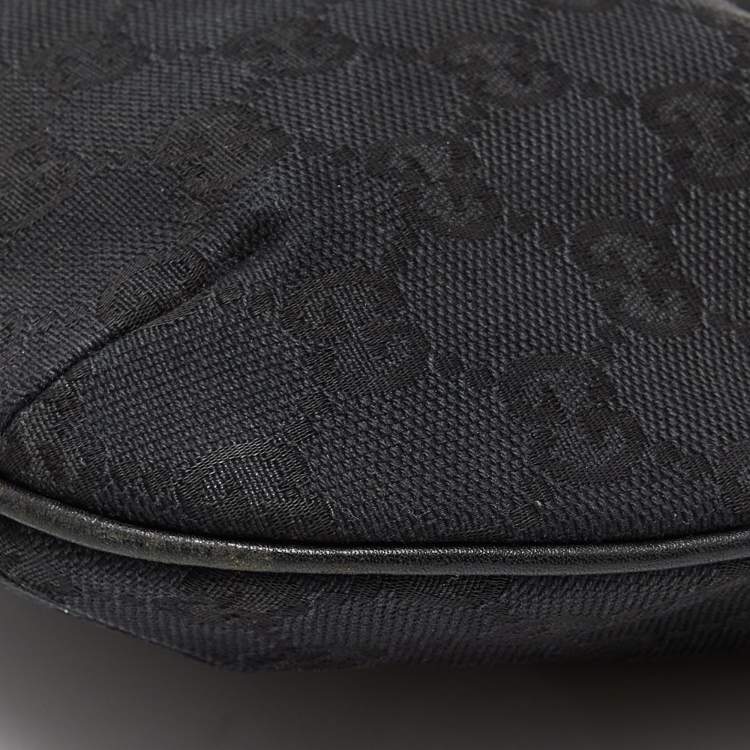 Pre Owned Gucci Black GG Canvas and Leather Pochette
