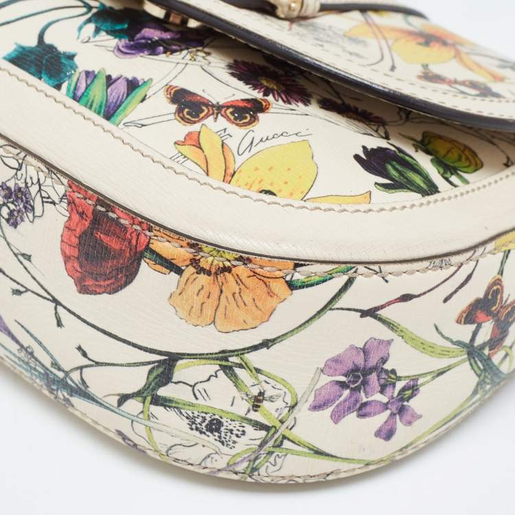 Pre Owned Gucci Multicolor Floral Printed Leather Small Nice Shoulder Bag