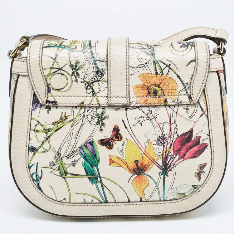 Pre Owned Gucci Multicolor Floral Printed Leather Small Nice Shoulder Bag