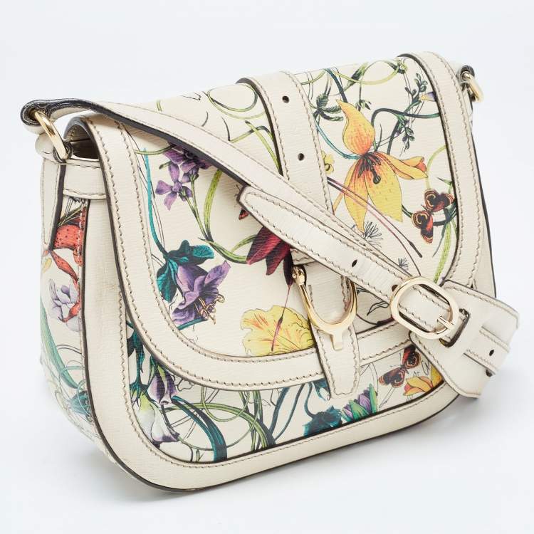 Pre Owned Gucci Multicolor Floral Printed Leather Small Nice Shoulder Bag