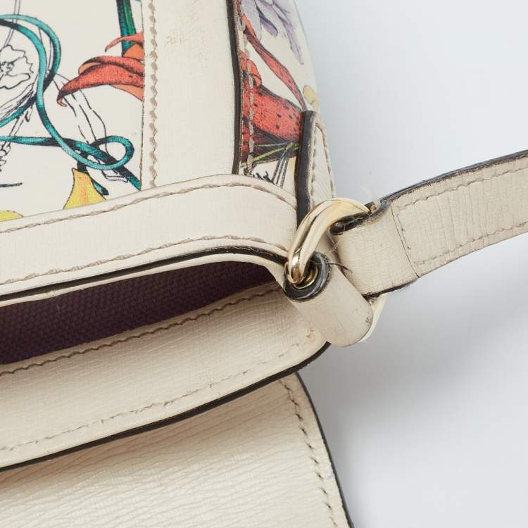 Pre Owned Gucci Multicolor Floral Printed Leather Small Nice Shoulder Bag