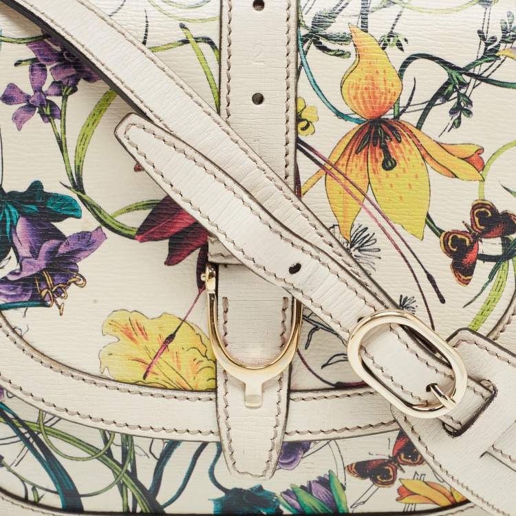 Pre Owned Gucci Multicolor Floral Printed Leather Small Nice Shoulder Bag