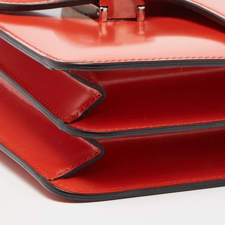 Pre Owned Gucci Orange Patent Leather Small Interlocking G Crossbody Bag