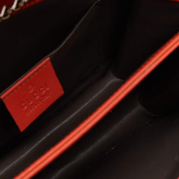Pre Owned Gucci Orange Patent Leather Small Interlocking G Crossbody Bag