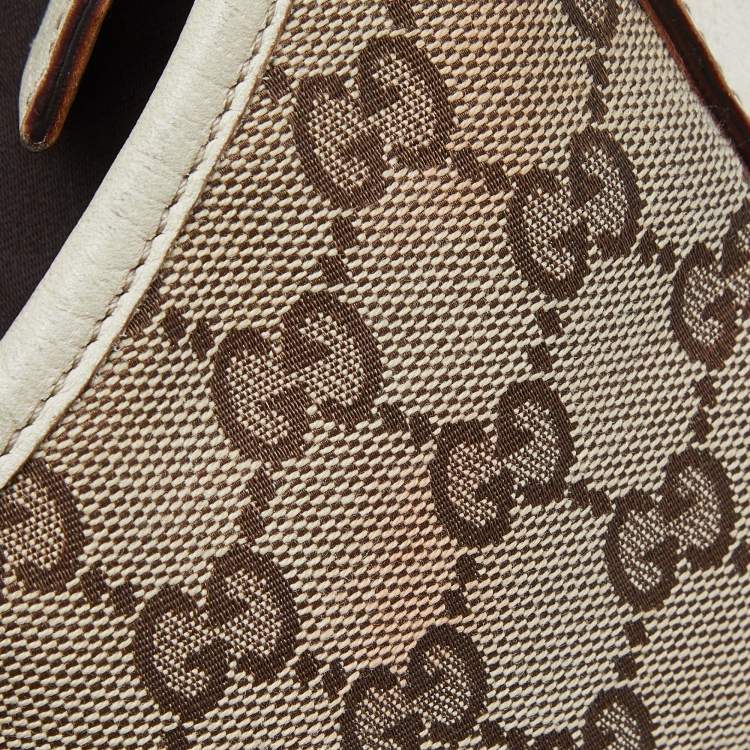 Pre Owned Gucci Beige/Cream GG Canvas and Leather Small Abbey D Ring Hobo 