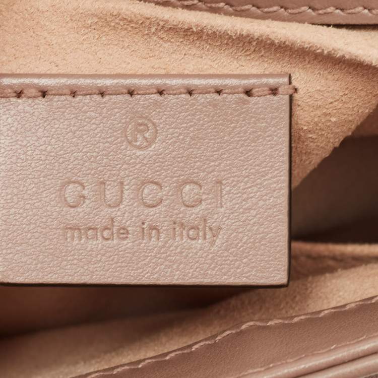 Pre Owned Gucci Beige Matelasse Leather Mini GG Marmont Top Handle Bag