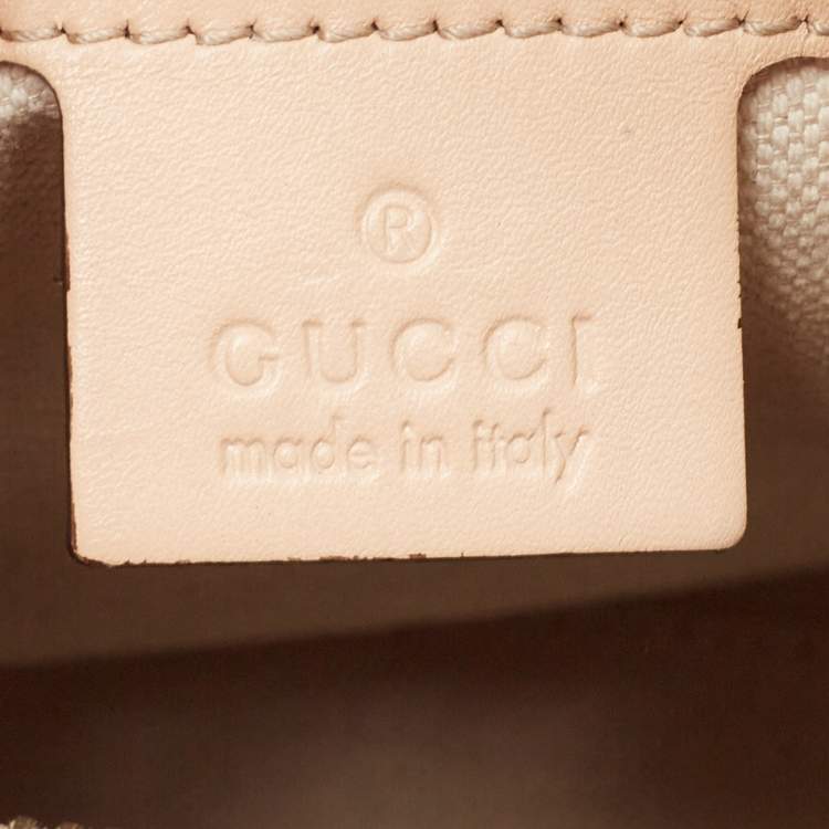Pre Owned Gucci Beige/Metallic Pink GG Canvas and Leather Medium Lovely Hobo