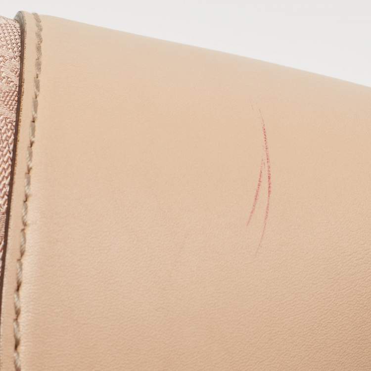 Pre Owned Gucci Beige/Metallic Pink GG Canvas and Leather Medium Lovely Hobo