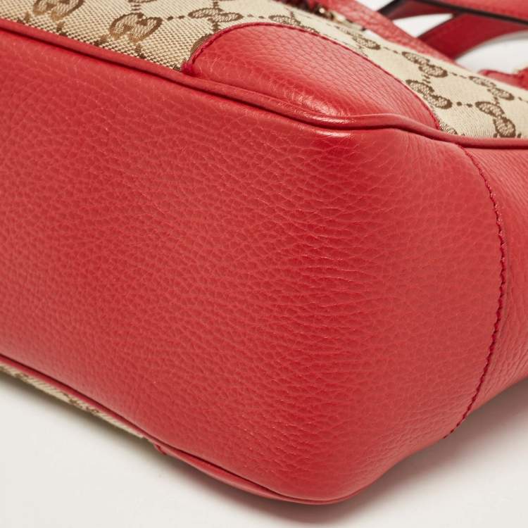 مملوكة مسبقًا Gucci Beige/Red GG Canvas and Leather Small Bree Tote