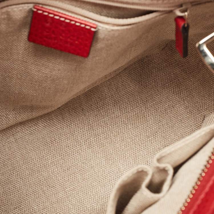 مملوكة مسبقًا Gucci Beige/Red GG Canvas and Leather Small Bree Tote
