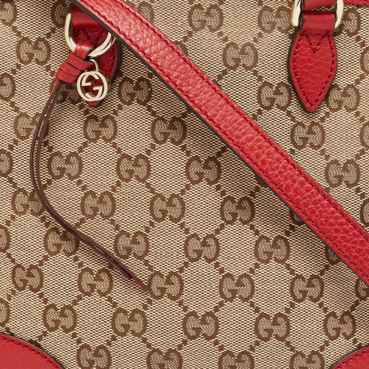 مملوكة مسبقًا Gucci Beige/Red GG Canvas and Leather Small Bree Tote