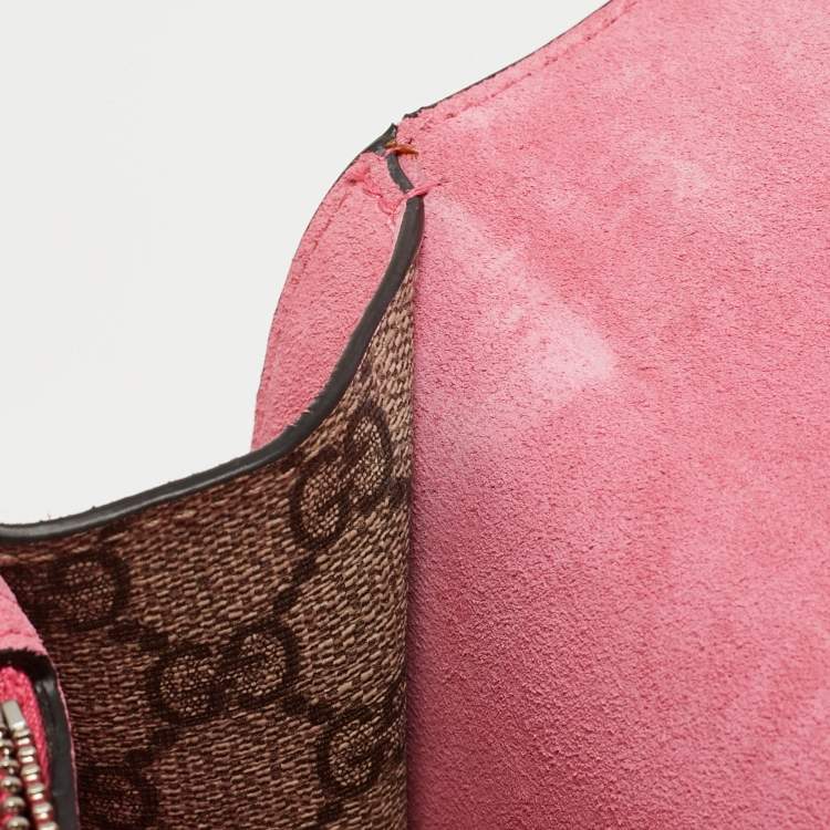 Pre Owned Gucci Beige GG Supreme Canvas and Suede Medium Dionysus Crystal Embellished Shoulder Bag