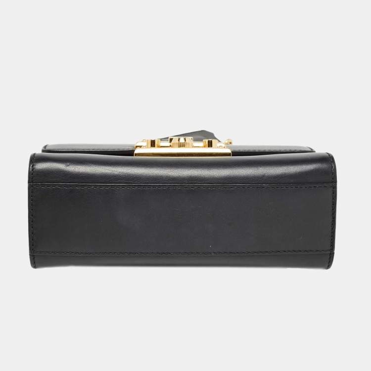 Pre Owned Gucci Black Leather Small Padlock Shoulder Bag