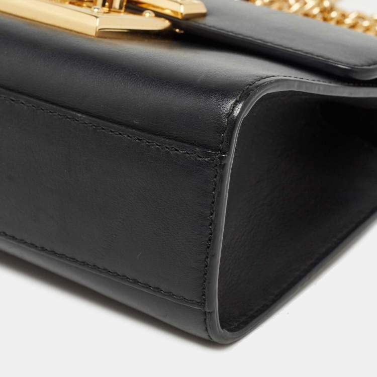Pre Owned Gucci Black Leather Small Padlock Shoulder Bag