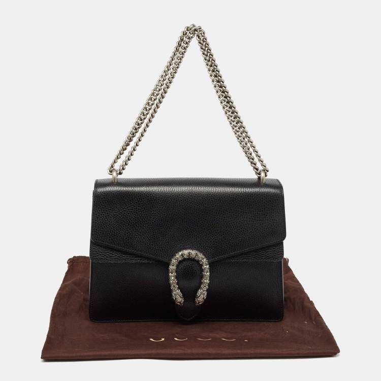 Pre Owned Gucci Black Leather Medium Dionysus Shoulder Bag