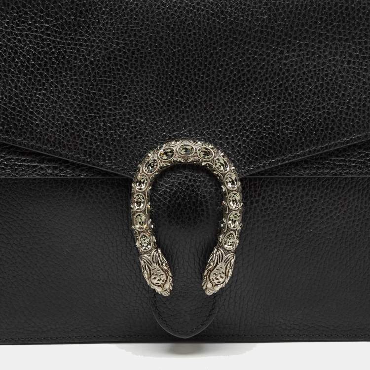 Pre Owned Gucci Black Leather Medium Dionysus Shoulder Bag