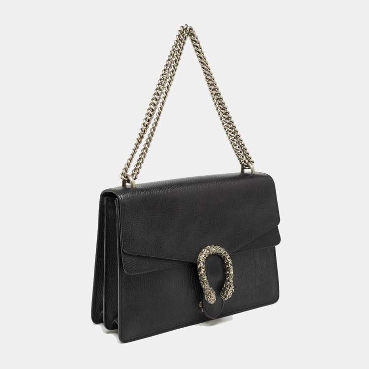 Pre Owned Gucci Black Leather Medium Dionysus Shoulder Bag
