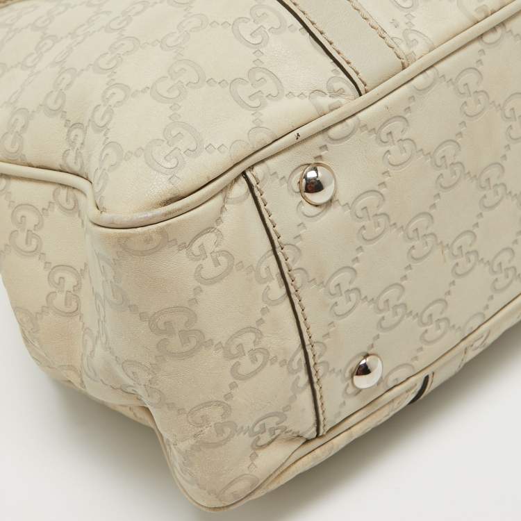 Pre Owned Gucci Beige Guccisima Leather Medium GG Twins Tote