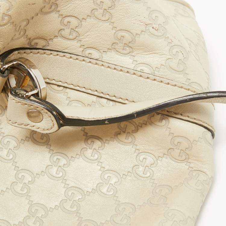 Pre Owned Gucci Beige Guccisima Leather Medium GG Twins Tote