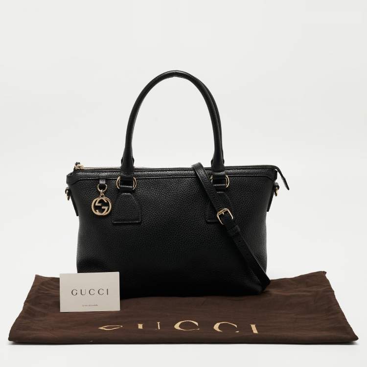 مملوكة مسبقًا Gucci Black Leather GG Charm Tote