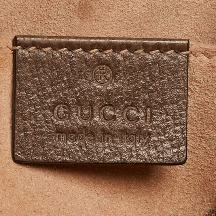 Pre Owned Gucci Brown/Beige GG Supreme and Leather Ophidia Pouch