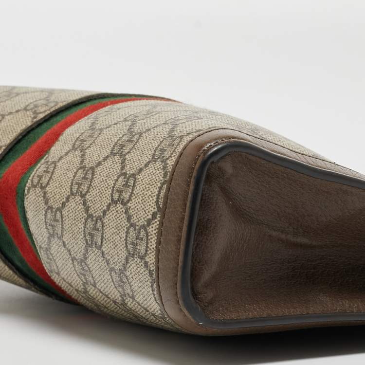 Pre Owned Gucci Brown/Beige GG Supreme and Leather Ophidia Pouch