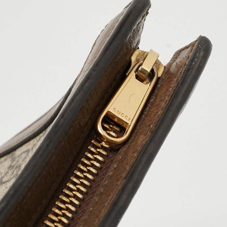 Pre Owned Gucci Brown/Beige GG Supreme and Leather Ophidia Pouch