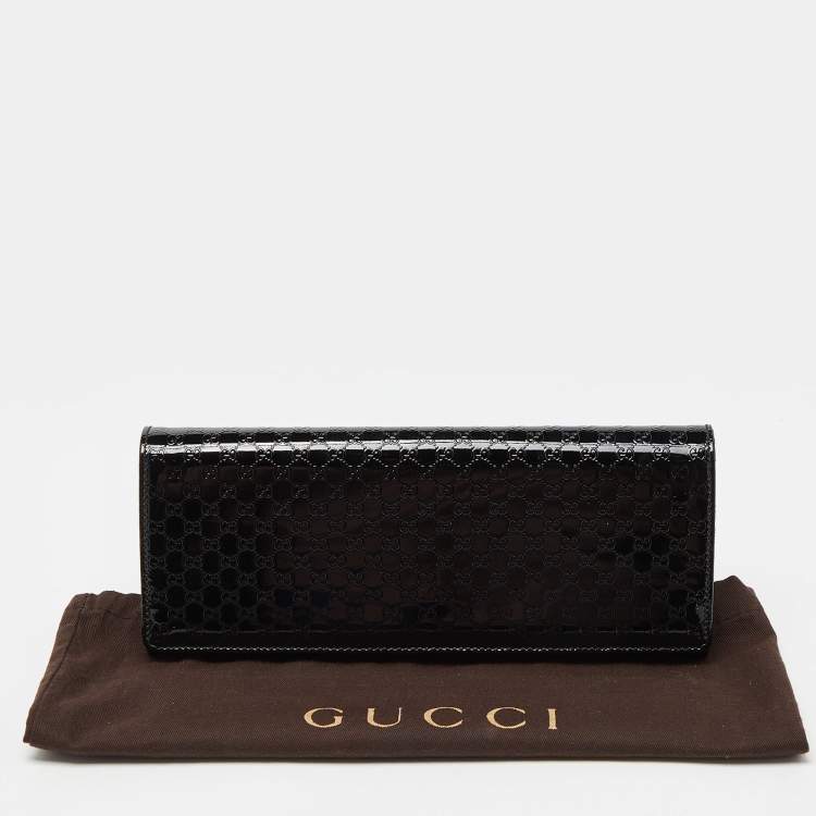 Pre Owned Gucci Black Microguccissima Patent Leather Small Broadway Clutch