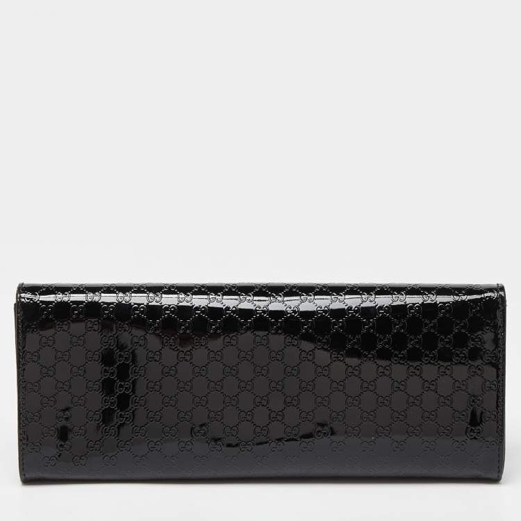 Pre Owned Gucci Black Microguccissima Patent Leather Small Broadway Clutch