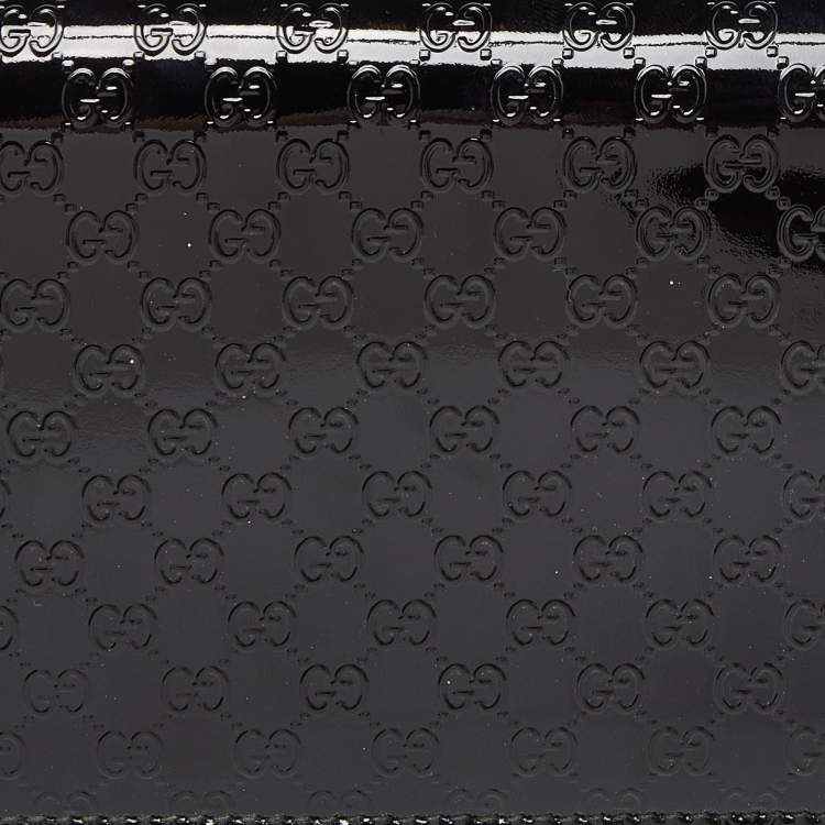 Pre Owned Gucci Black Microguccissima Patent Leather Small Broadway Clutch