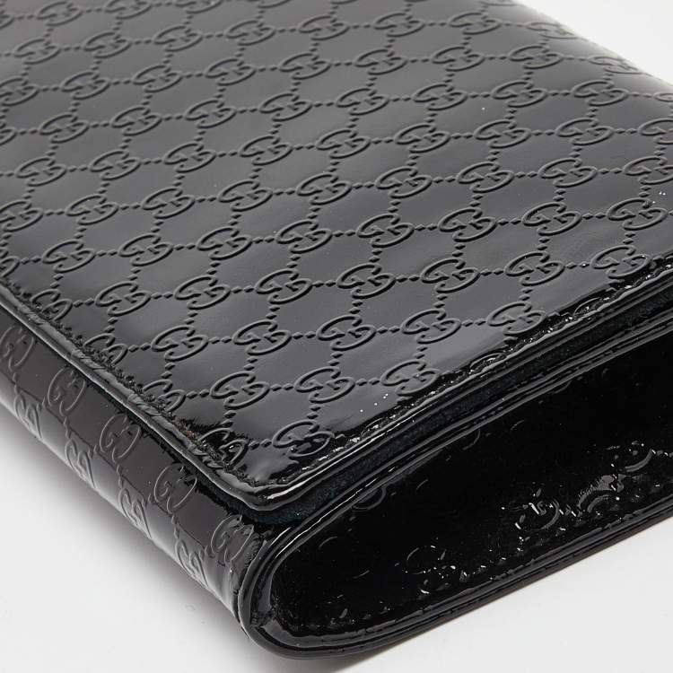 Pre Owned Gucci Black Microguccissima Patent Leather Small Broadway Clutch