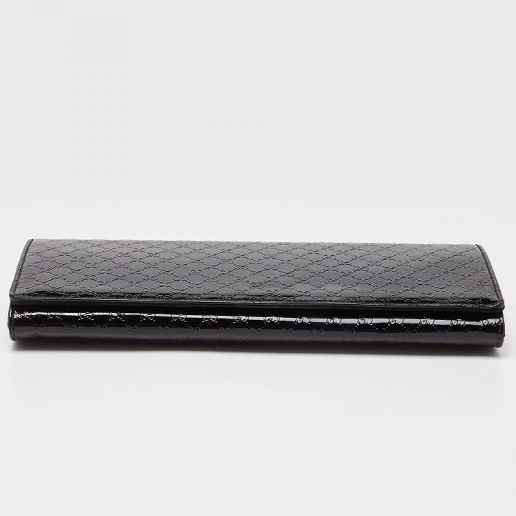 Pre Owned Gucci Black Microguccissima Patent Leather Small Broadway Clutch