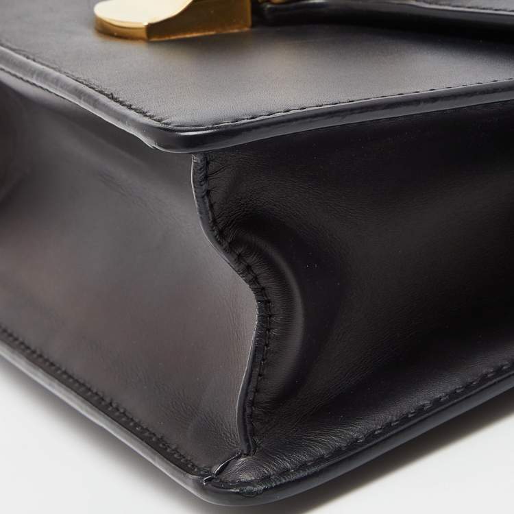 Pre Owned Gucci Black Leather Mini Sylvie Top Handle Bag