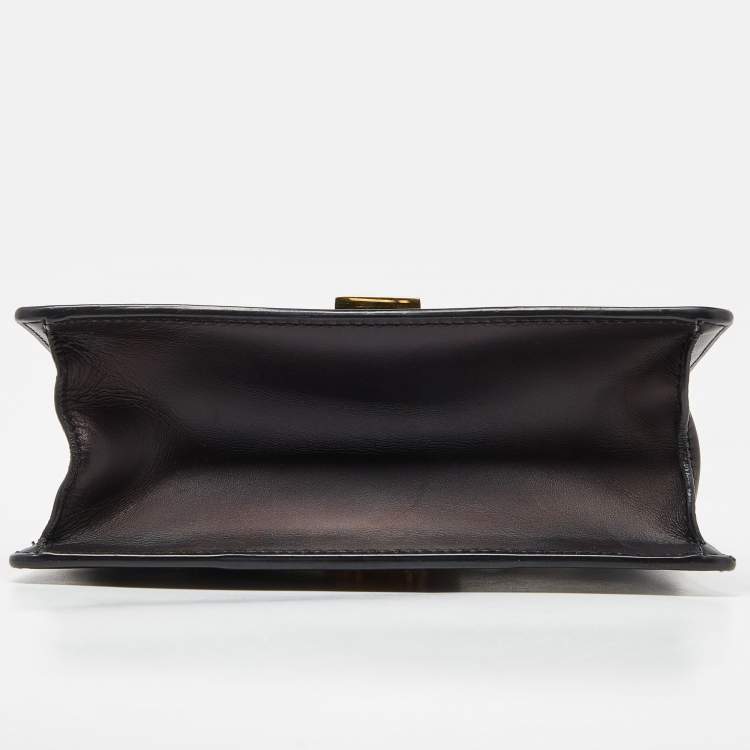 Pre Owned Gucci Black Leather Mini Sylvie Top Handle Bag