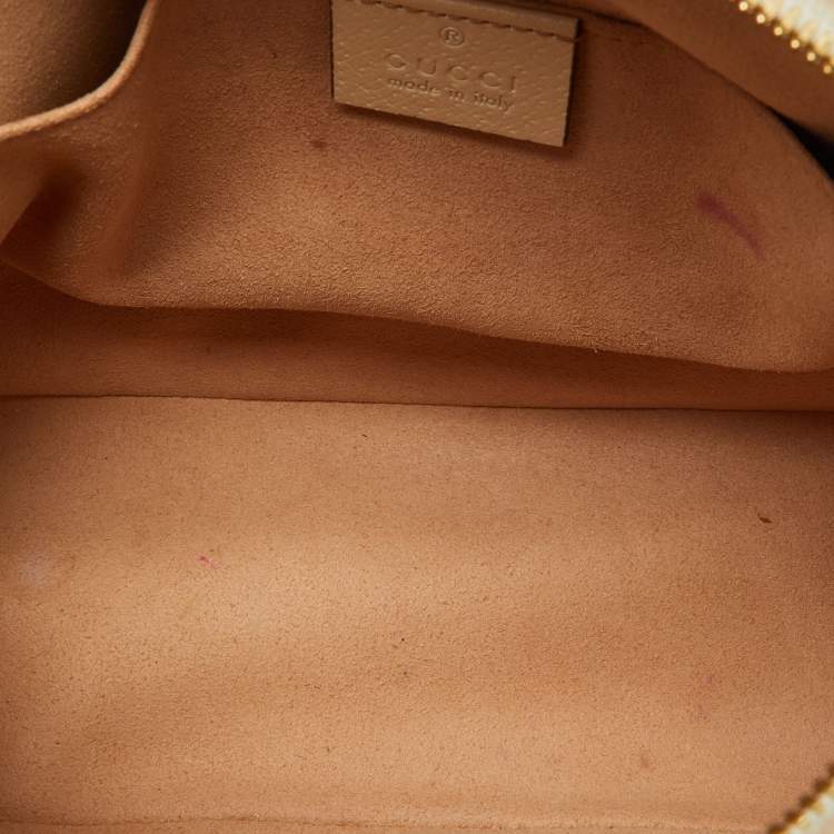 Pre Owned Gucci Off White/Beige Floral GG Supreme Canvas Small Ophidia Shoulder Bag