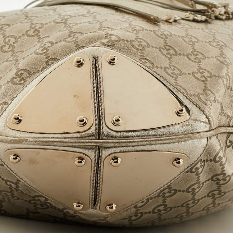 Pre Owned Gucci Gold Guccissima Leather Large Babouska Indy Hobo