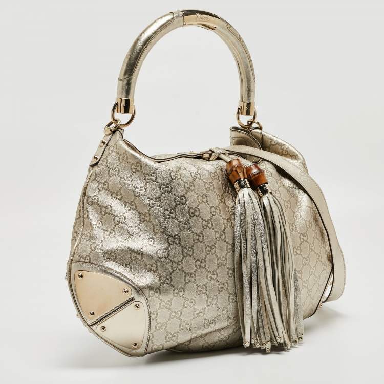 Pre Owned Gucci Gold Guccissima Leather Large Babouska Indy Hobo