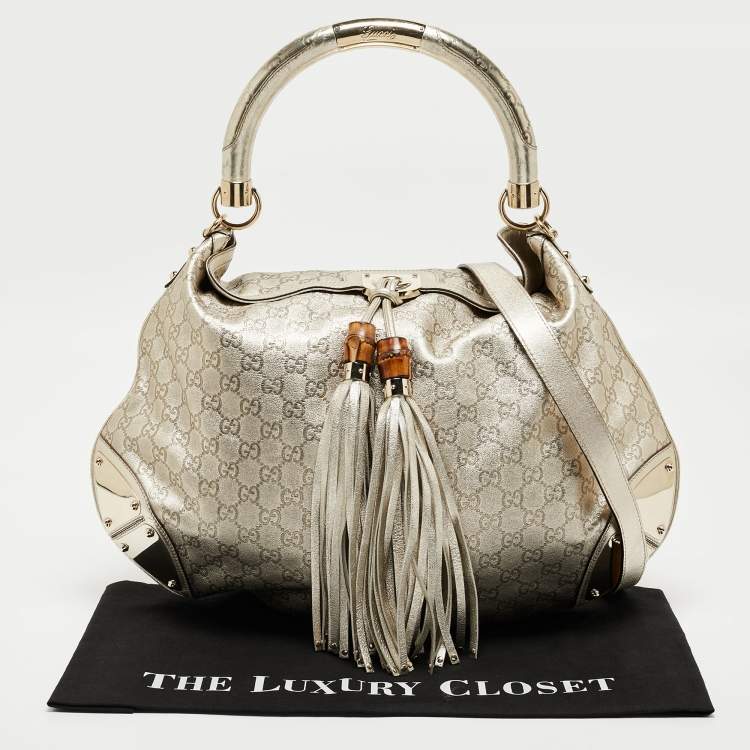 Pre Owned Gucci Gold Guccissima Leather Large Babouska Indy Hobo
