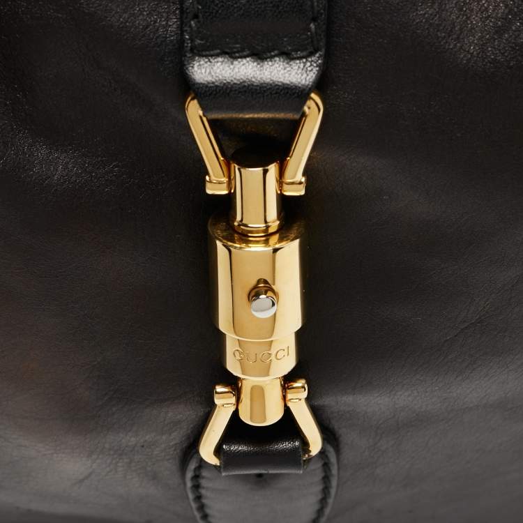 Pre Owned Gucci Black Leather Medium New Jackie Hobo