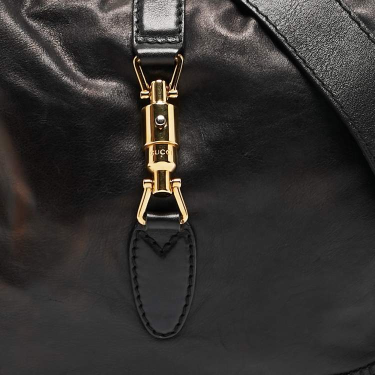 Pre Owned Gucci Black Leather Medium New Jackie Hobo
