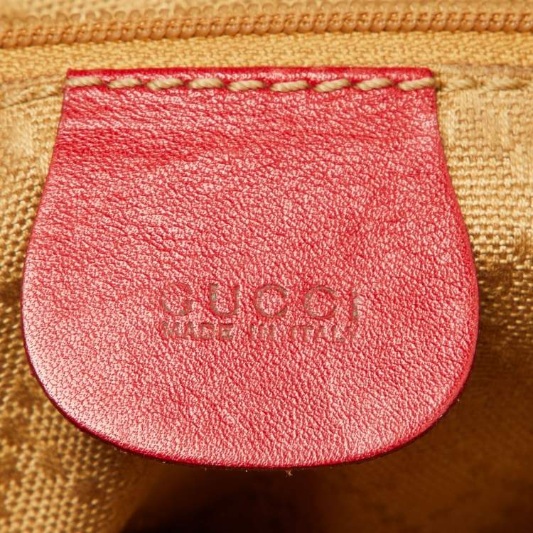 Pre Owned Gucci Red Leather Mini Vintage Bamboo Handle Backpack 