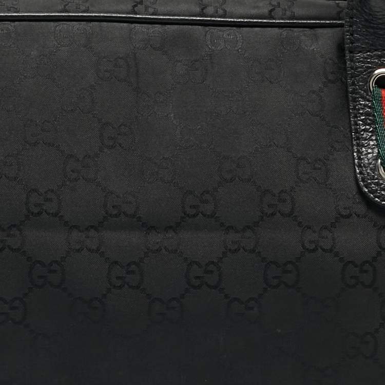 Pre Owned Gucci Black GG Nylon and Leather Princy Boston Bag