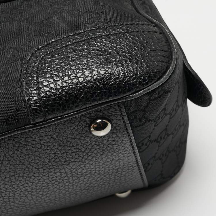 Pre Owned Gucci Black GG Nylon and Leather Princy Boston Bag