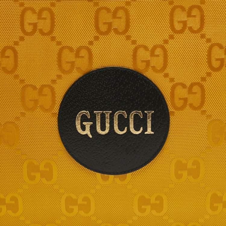 Pre Owned Gucci Mustard/Black GG Nylon and Leather Off The Grid Clutch